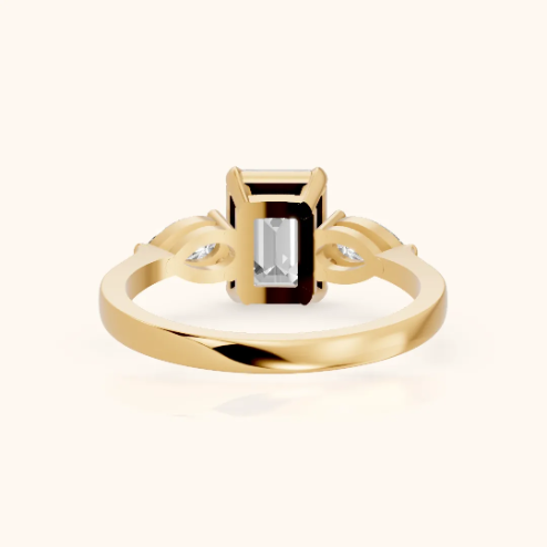 Grace Three Stone Emerald Diamond Engagement & Wedding Ring