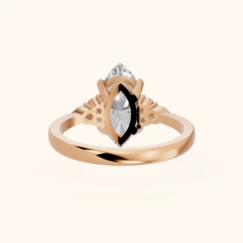 Amelia Three Stone Marquise Diamond Engagement & Wedding Ring