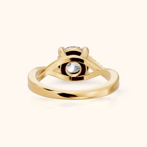 Veronica Twist Side Stone Round Diamond Engagement & Wedding Ring