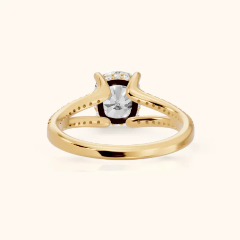 Eternal Embrace Solitaire Cushion Diamond Engagement & Wedding Ring