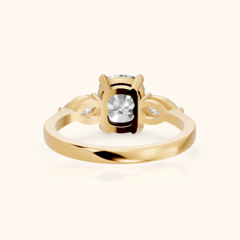 Grace Three Stone Cushion Diamond Engagement & Wedding Ring