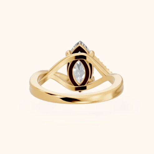 Veronica Twist Side Stone Marquise Diamond Engagement & Wedding Ring