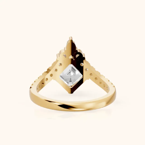 Isabella Legacy Side Stone Asscher Diamond Engagement & Wedding Ring