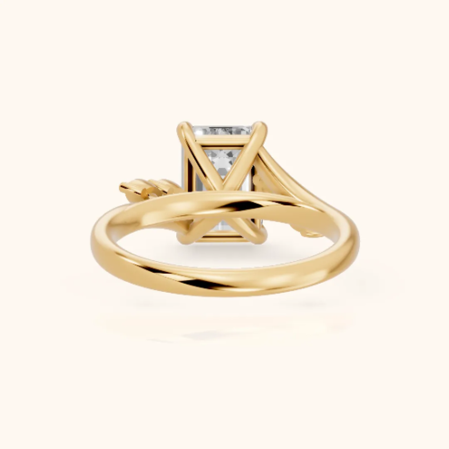 Flora Twist Side Stone Emerald Diamond Engagement & Wedding Ring