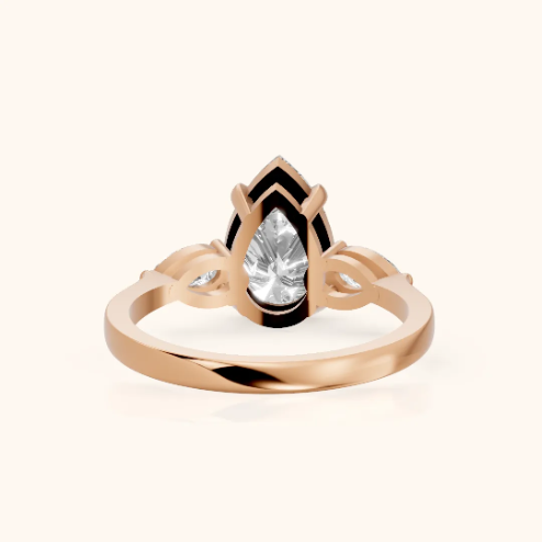 Grace Three Stone Pear Diamond Engagement & Wedding Ring