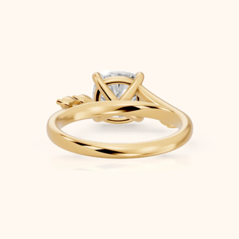 Flora Twist Side Stone Cushion Diamond Engagement & Wedding Ring