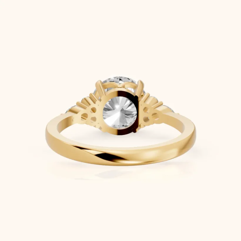 Amelia Three Stone Round Diamond Engagement & Wedding Ring