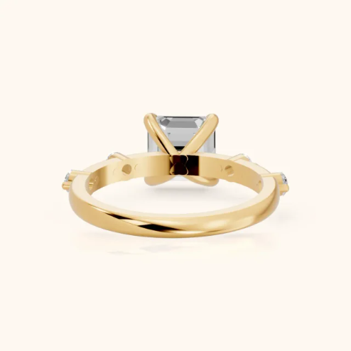 Elena Radiance Solitaire Asscher Diamond Engagement & Wedding Ring