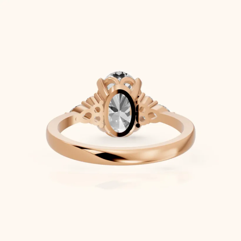 Amelia Three Stone Oval Diamond Engagement & Wedding Ring