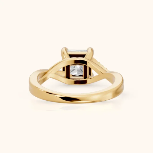 Veronica Twist Side Stone Princess Diamond Engagement & Wedding Ring