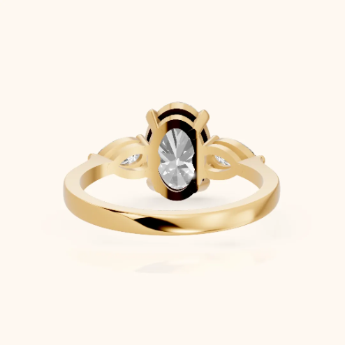 Grace Three Stone Oval Diamond Engagement & Wedding Ring