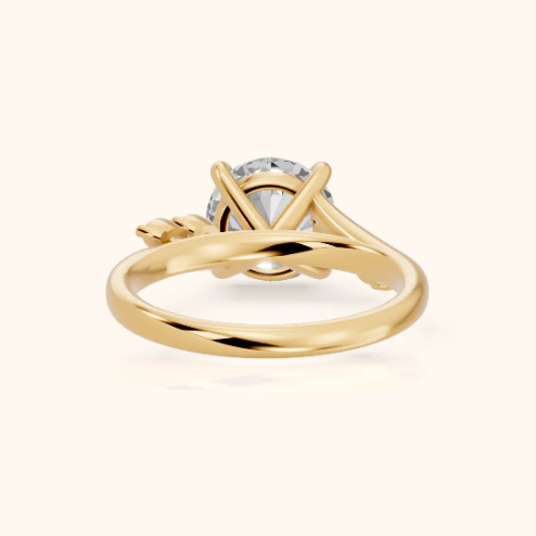 Flora Twist Side Stone Round Diamond Engagement & Wedding Ring