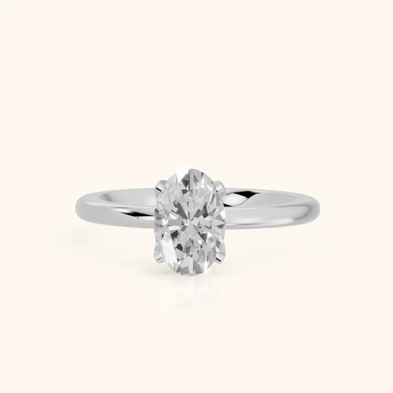 Flora Guardian Solitaire Oval Diamond Engagement & Wedding Ring