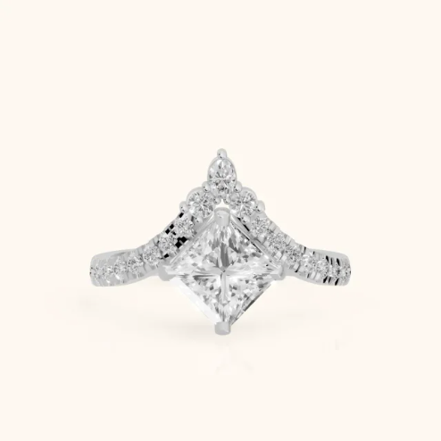 Isabella Legacy Side Stone Princess Diamond Engagement & Wedding Ring