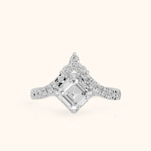 Isabella Legacy Side Stone Asscher Diamond Engagement & Wedding Ring