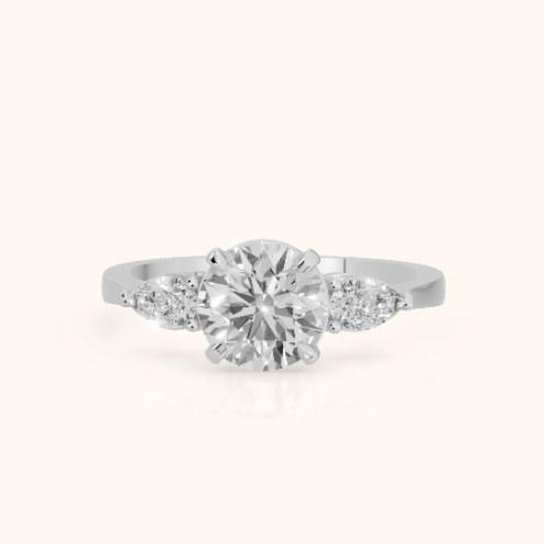 Grace Three Stone Round Diamond Engagement & Wedding Ring