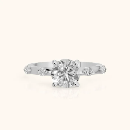 Elena Radiance Solitaire Round Diamond Engagement & Wedding Ring