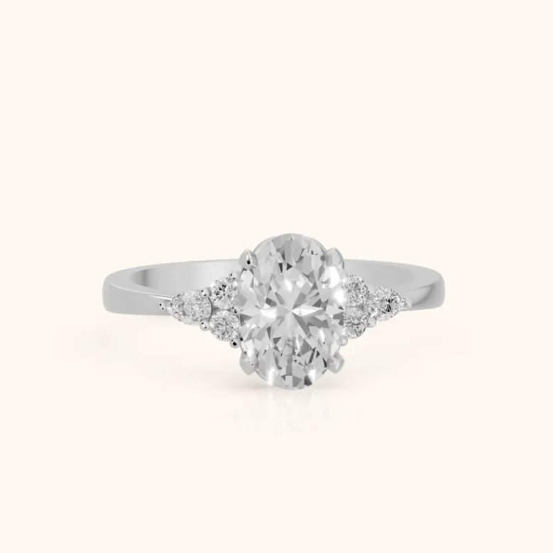 Amelia Three Stone Oval Diamond Engagement & Wedding Ring