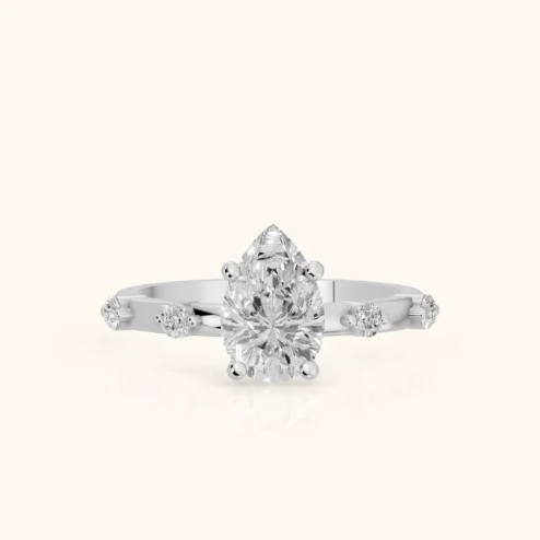 Elena Radiance Solitaire Pear Diamond Engagement & Wedding Ring