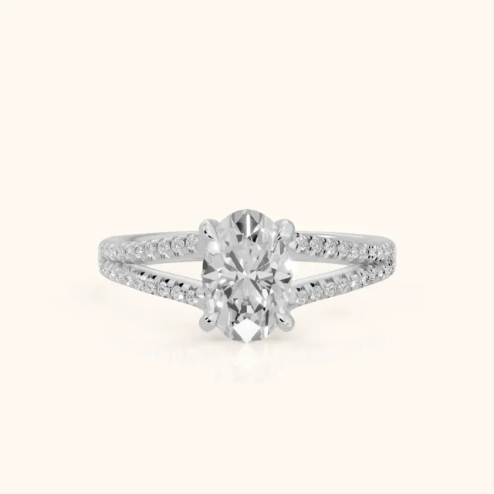 Eternal Embrace Solitaire Oval Diamond Engagement & Wedding Ring