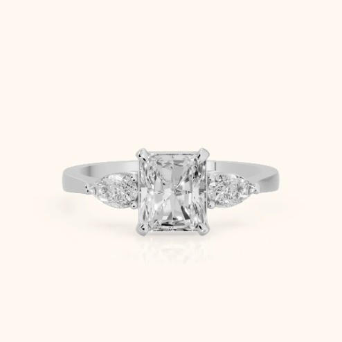 Grace Three Stone Radiant Diamond Engagement & Wedding Ring