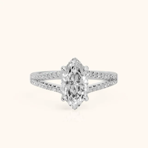 Eternal Embrace Solitaire Marquise Diamond Engagement & Wedding Ring