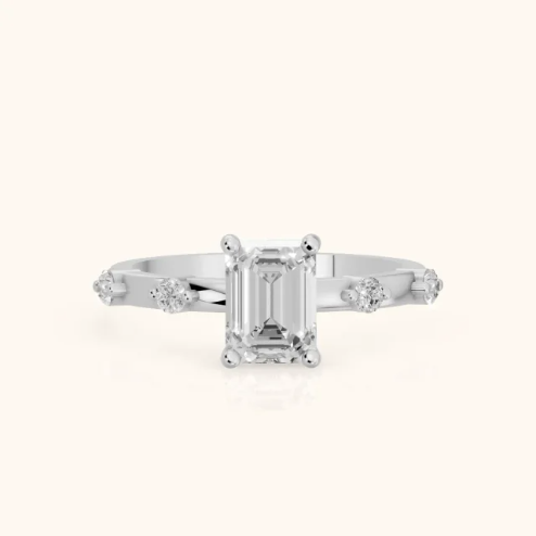 Elena Radiance Solitaire Emerald Diamond Engagement & Wedding Ring