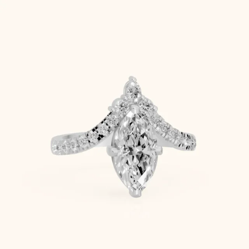 Isabella Legacy Side Stone Marquise Diamond Engagement & Wedding Ring