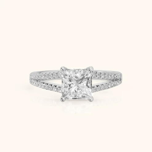 Eternal Embrace Solitaire Princess Diamond Engagement & Wedding Ring