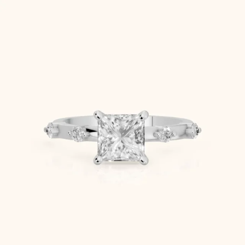 Elena Radiance Solitaire Princess Diamond Engagement & Wedding Ring