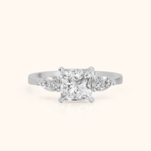 Grace Three Stone Princess Diamond Engagement & Wedding Ring