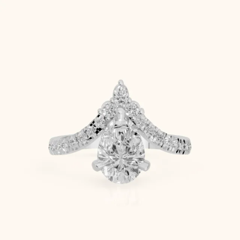 Isabella Legacy Side Stone Pear Diamond Engagement & Wedding Ring