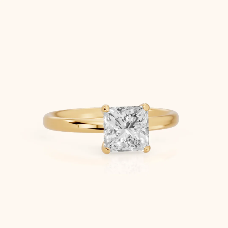 Princess Diamond Engagement & Wedding Ring