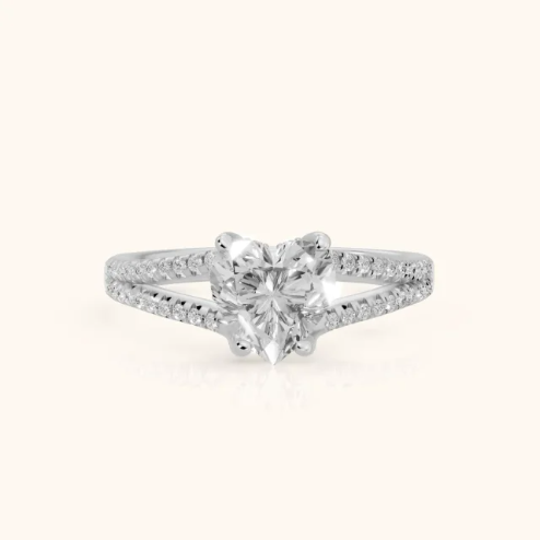 Eternal Embrace Solitaire Heart Diamond Engagement & Wedding Ring
