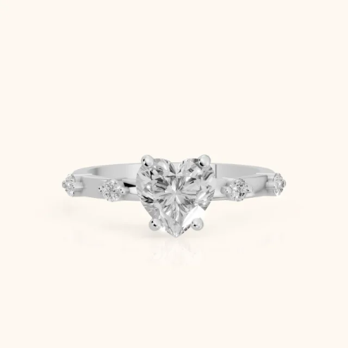 Elena Radiance Solitaire Heart Diamond Engagement & Wedding Ring