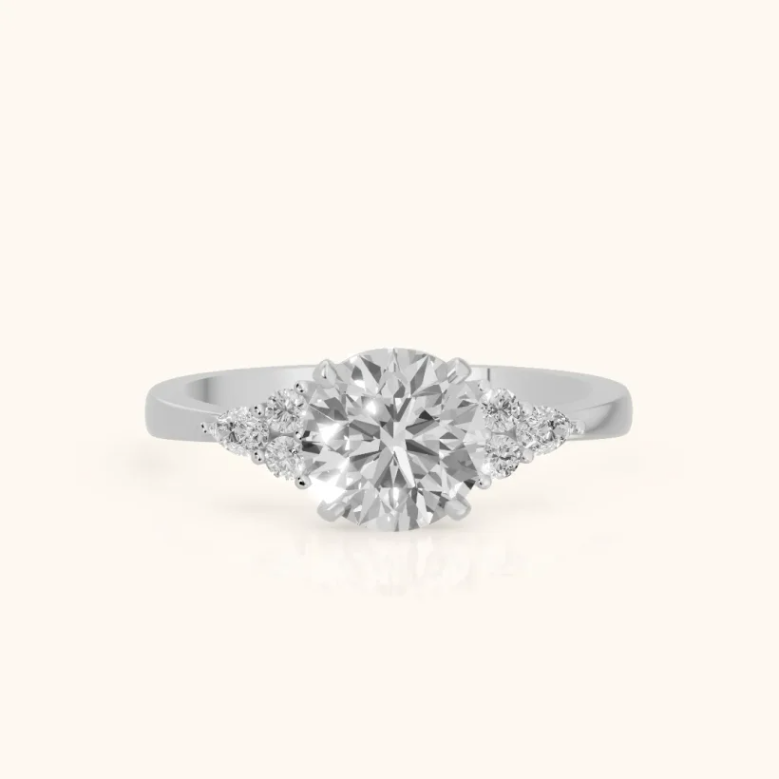 Amelia Three Stone Round Diamond Engagement & Wedding Ring