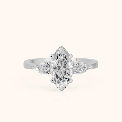 Grace Three Stone Marquise Diamond Engagement & Wedding Ring
