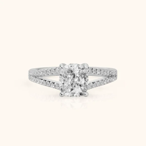 Eternal Embrace Solitaire Cushion Diamond Engagement & Wedding Ring