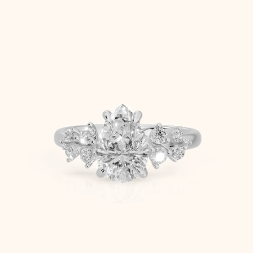 Evelina Bloom Pear Diamond Engagement & Wedding Ring