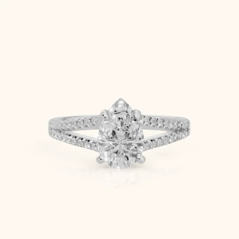 Eternal Embrace Solitaire Pear Diamond Engagement & Wedding Ring