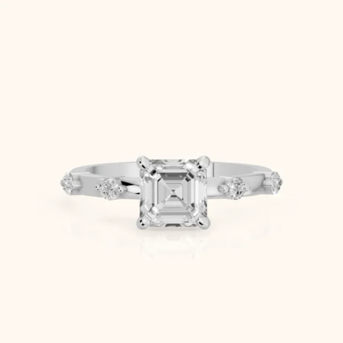Elena Radiance Solitaire Asscher Diamond Engagement & Wedding Ring