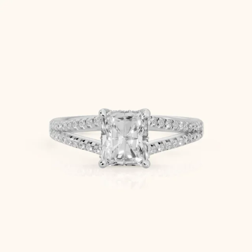 Eternal Embrace Solitaire Radiant Diamond Engagement & Wedding Ring
