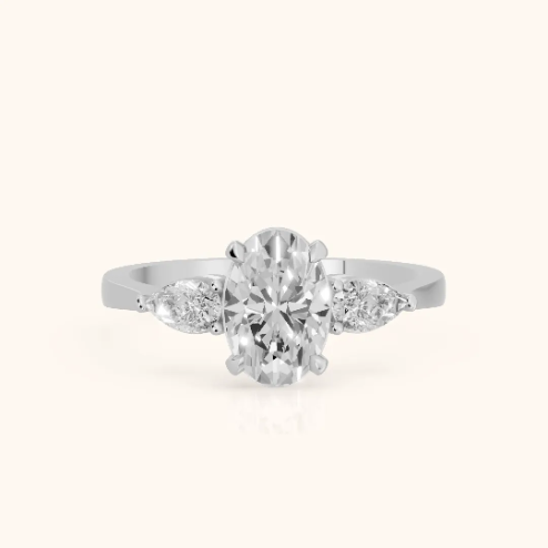 Grace Three Stone Oval Diamond Engagement & Wedding Ring