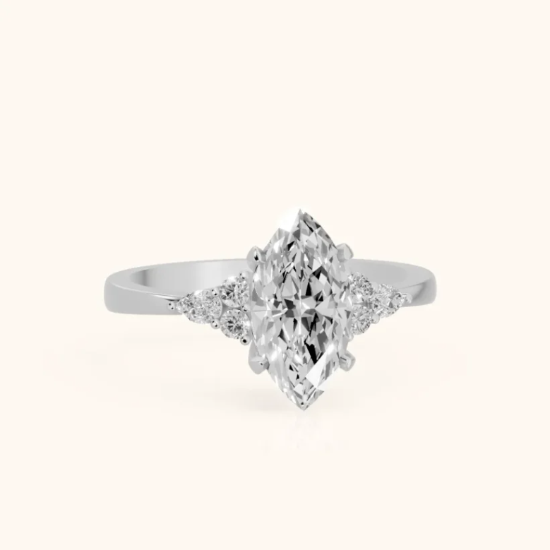 Amelia Three Stone Marquise Diamond Engagement & Wedding Ring