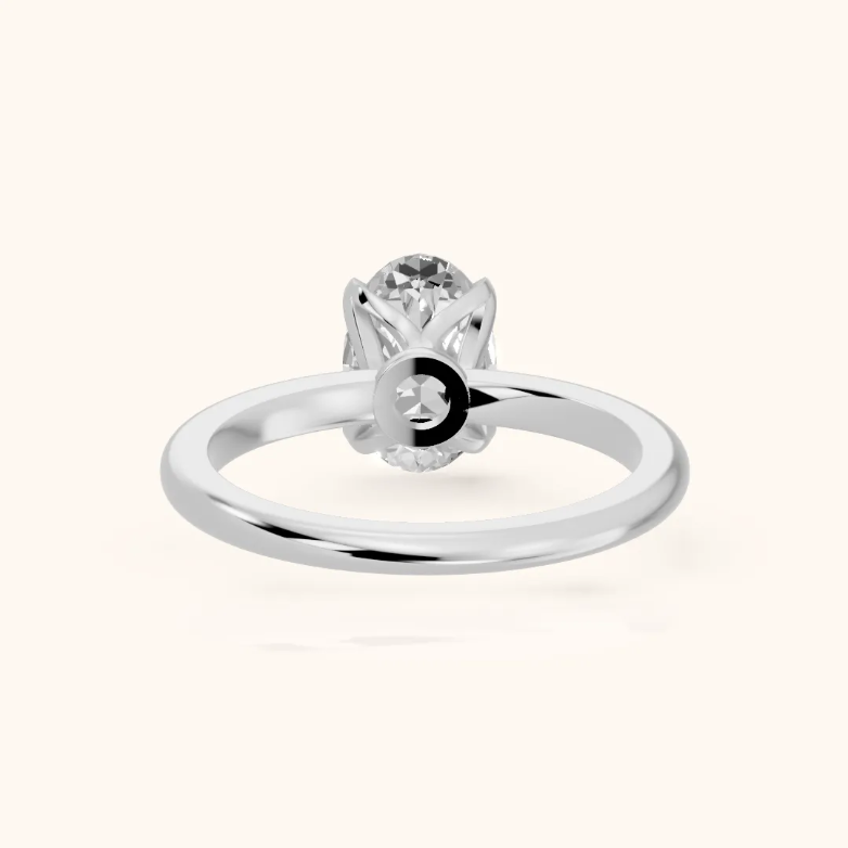 Flora Guardian Solitaire Oval Diamond Engagement & Wedding Ring