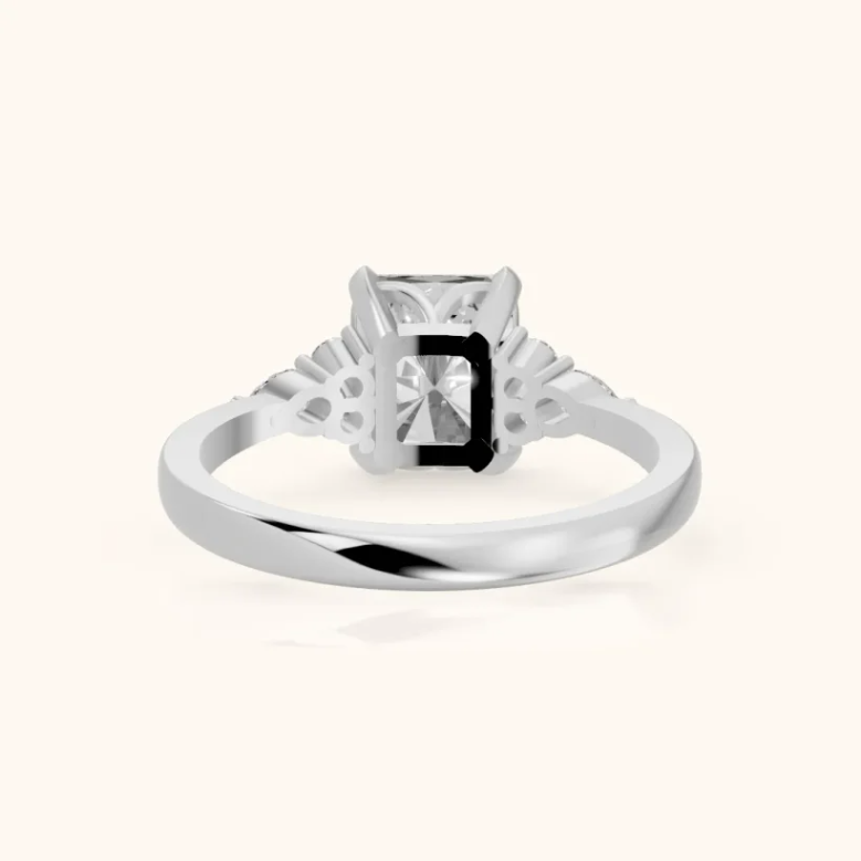 Amelia Three Stone Radiant Diamond Engagement & Wedding Ring