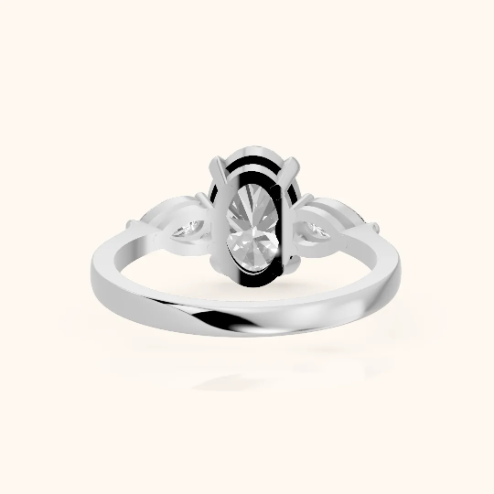 Grace Three Stone Oval Diamond Engagement & Wedding Ring
