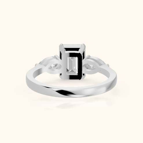 Grace Three Stone Emerald Diamond Engagement & Wedding Ring