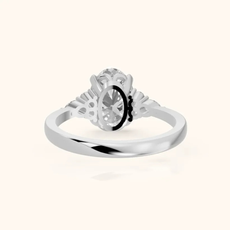 Amelia Three Stone Oval Diamond Engagement & Wedding Ring