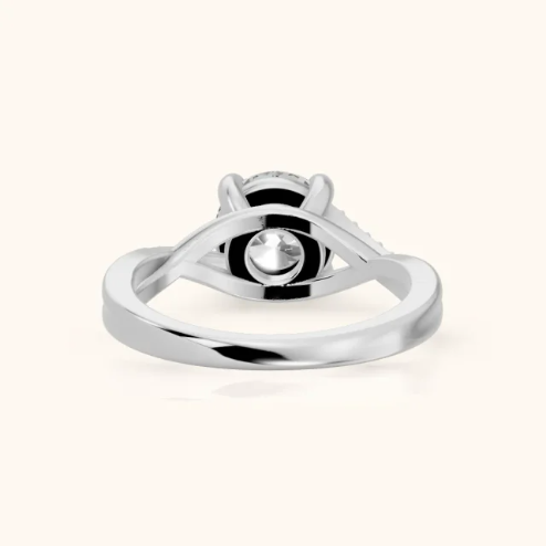 Veronica Twist Side Stone Round Diamond Engagement & Wedding Ring